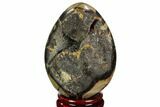 Septarian Dragon Egg Geode - Black Crystals #123028-1
